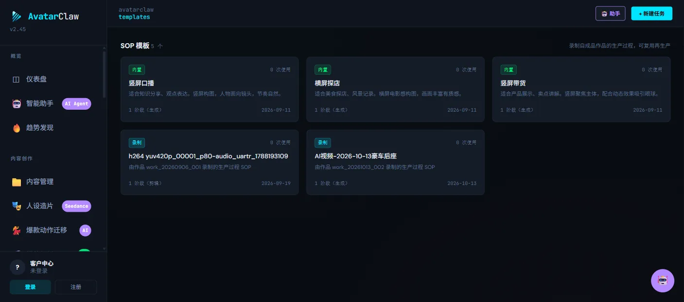 视频模板库：可复用可再生的 SOP 模板